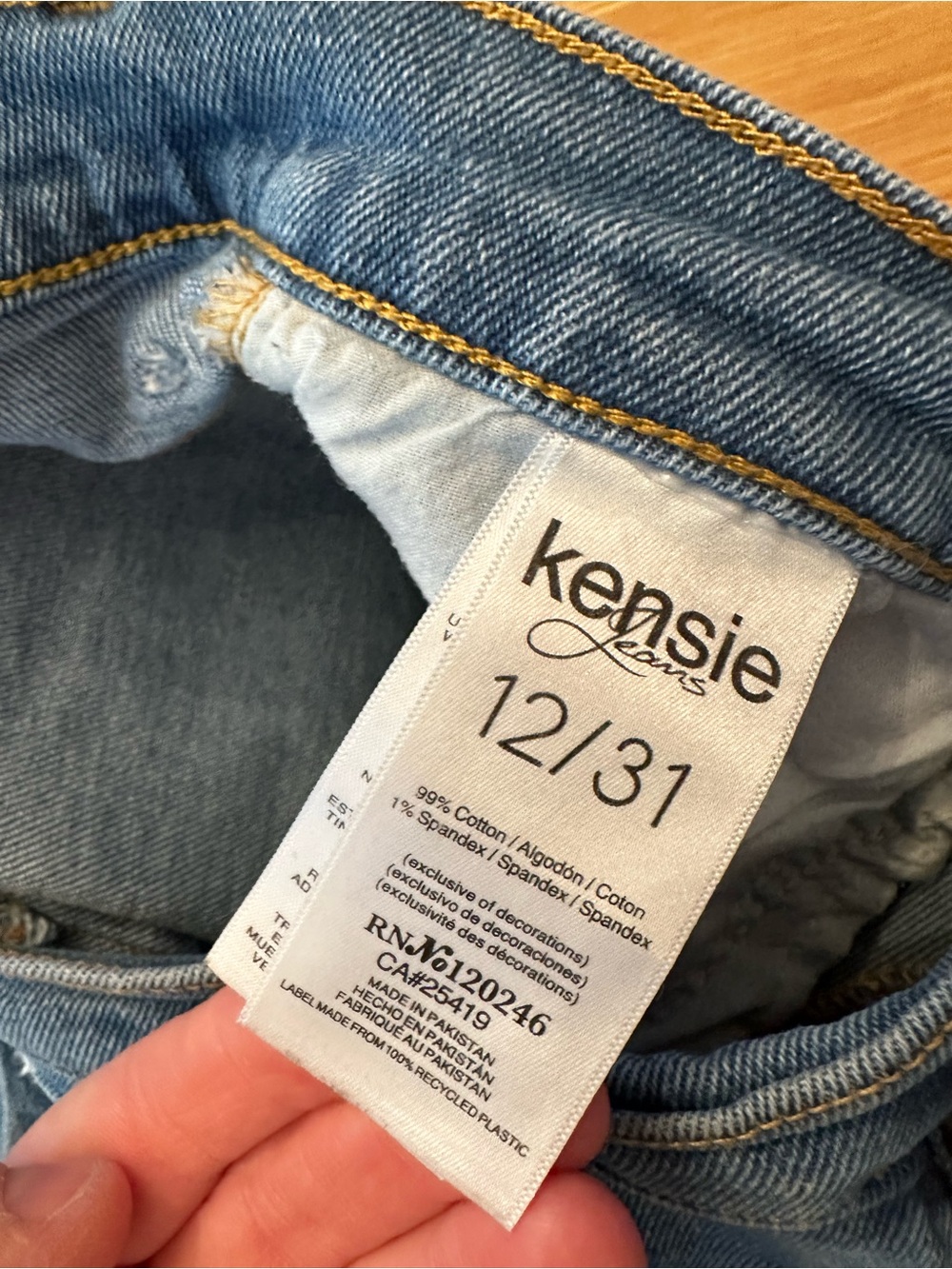 Kensie Vintage High Rise Denim Shorts - Light Blue - Picture 3 of 5